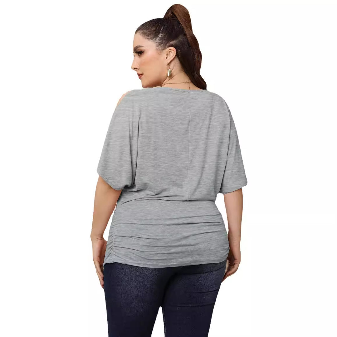 Dame afslappet bluse med folder drapé