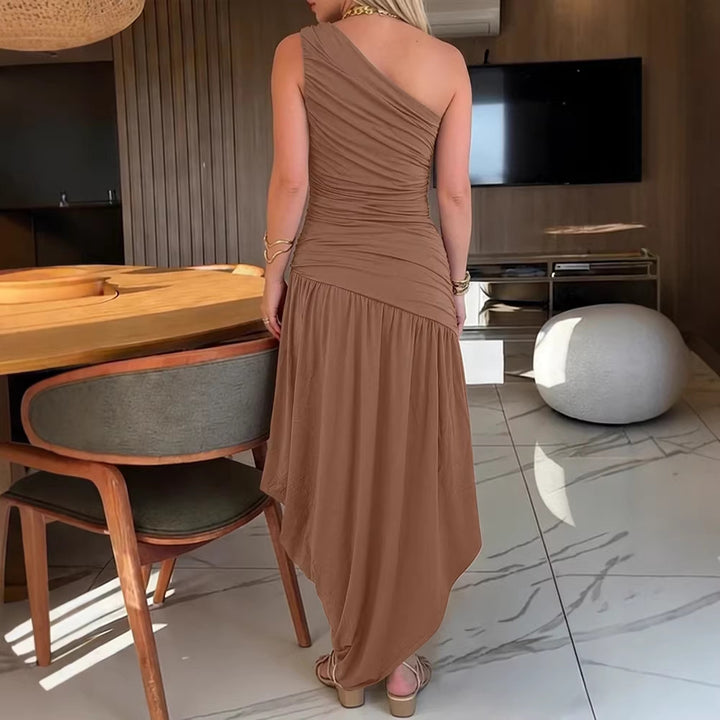 Dame One-Shoulder Maxikjole med raffineret indpakningsskæring Skovae
