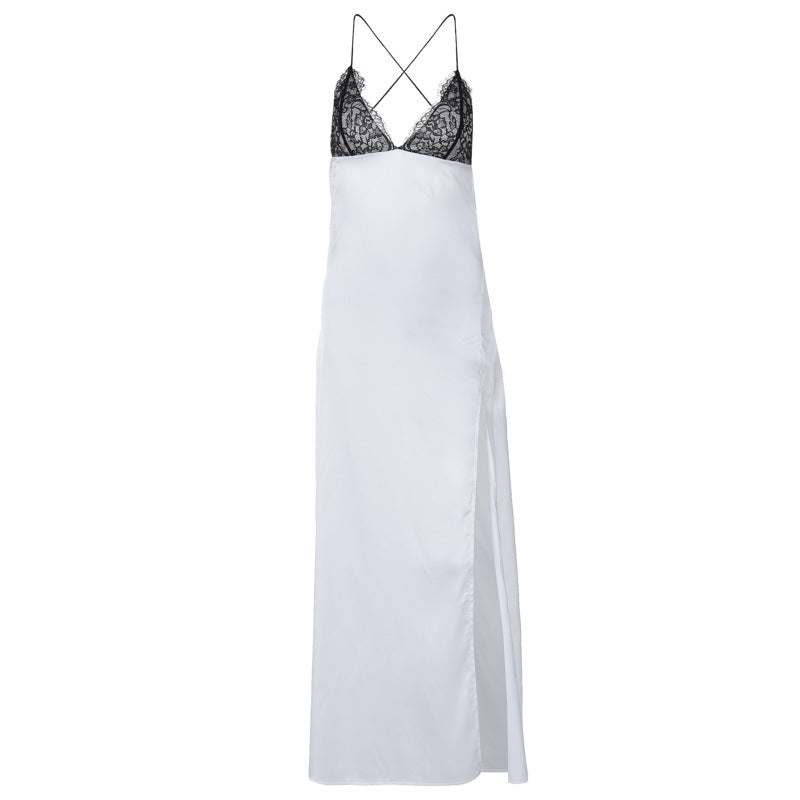 Dame Luksus Maxikjole med Spidstop og forførende Slids Stilla