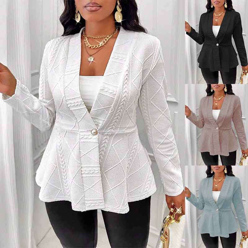 Dame struktureret blazer-top med figursyet snit og elegant revers Stilla