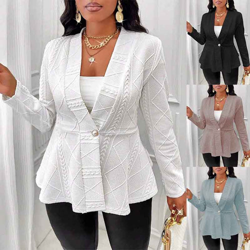 Dame struktureret blazer-top med figursyet snit og elegant revers Stilla