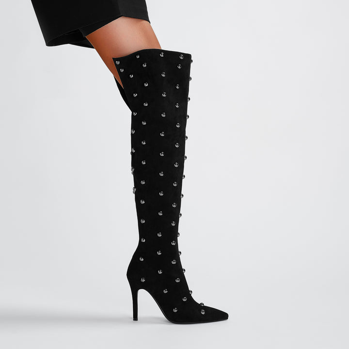 Dame Overknee Stiletto Støvler med dekoreret detalje Stilla
