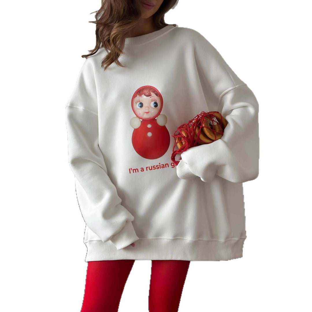 Kvinders oversized sweatshirt med kreativt print Stilla