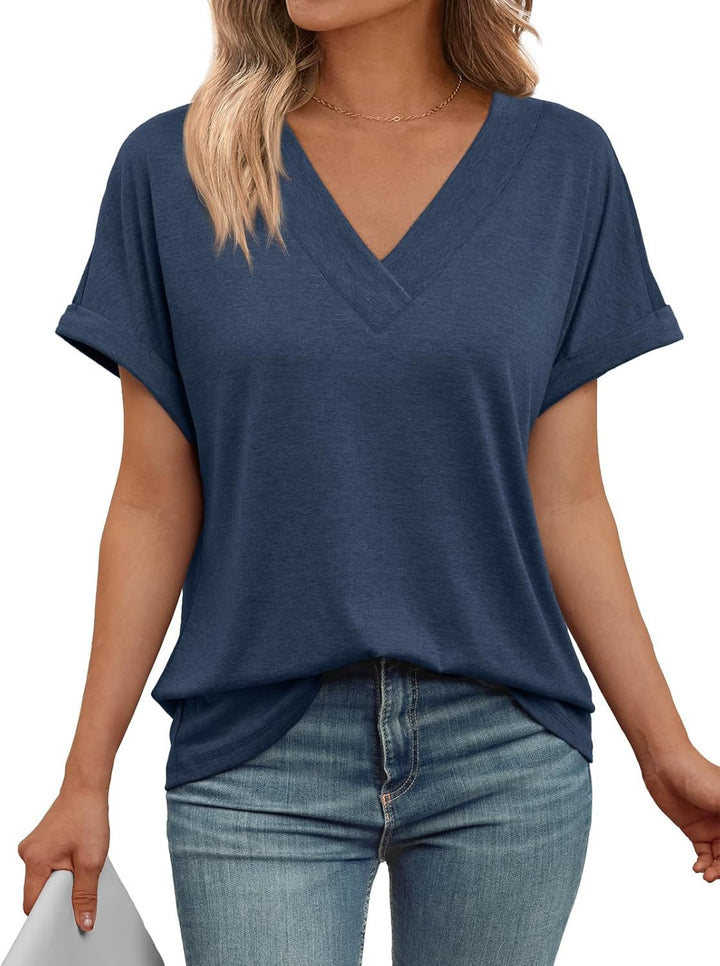 Dame Relaxed Fit V-Hals T-Shirt Stilla