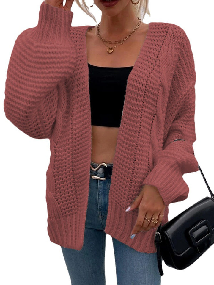 Kvinders chunky strikket cardigan med komfortable åbne lommer og afslappet pasform Stilla