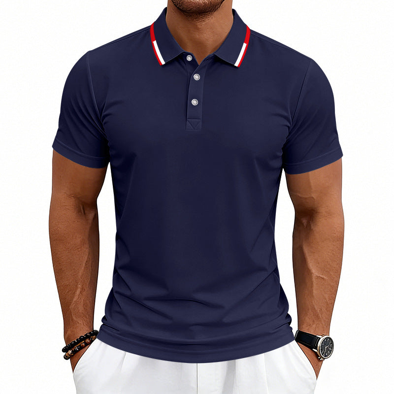 Herrer nan tailored kortærmet polo shirt med kontrastkrave i åndbart piqué Skovae