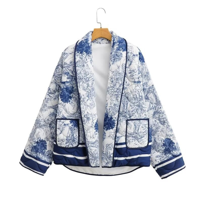 Kvindernes mønstrede pufferjakke med elegante lommer og moderne design Stilla