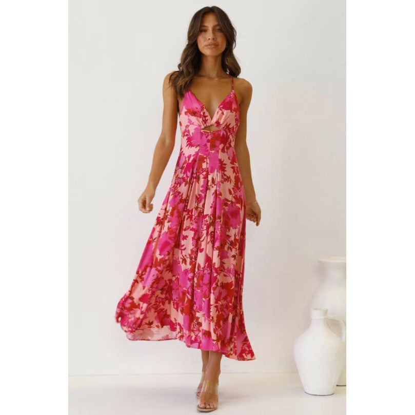 Damer floral-inspireret A-linje Midi-kjole Stilla