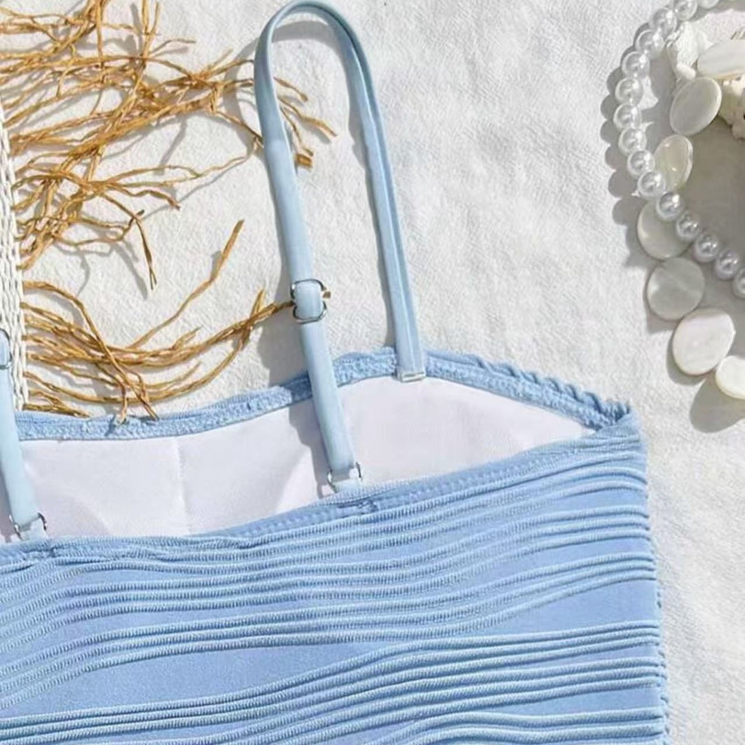Dame bikini-sæt med højtaljet bukser og fashionabel flæse-design Skovae
