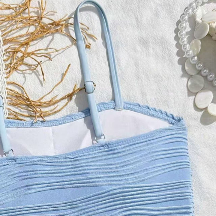 Dame bikini-sæt med højtaljet bukser og fashionabel flæse-design Skovae