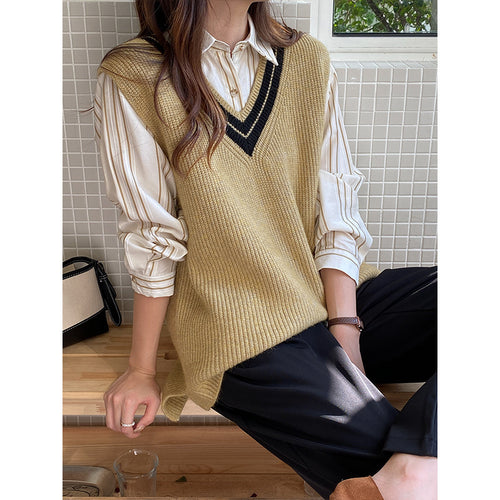 Kvinders strikket sweater vest med V-hals Stilla