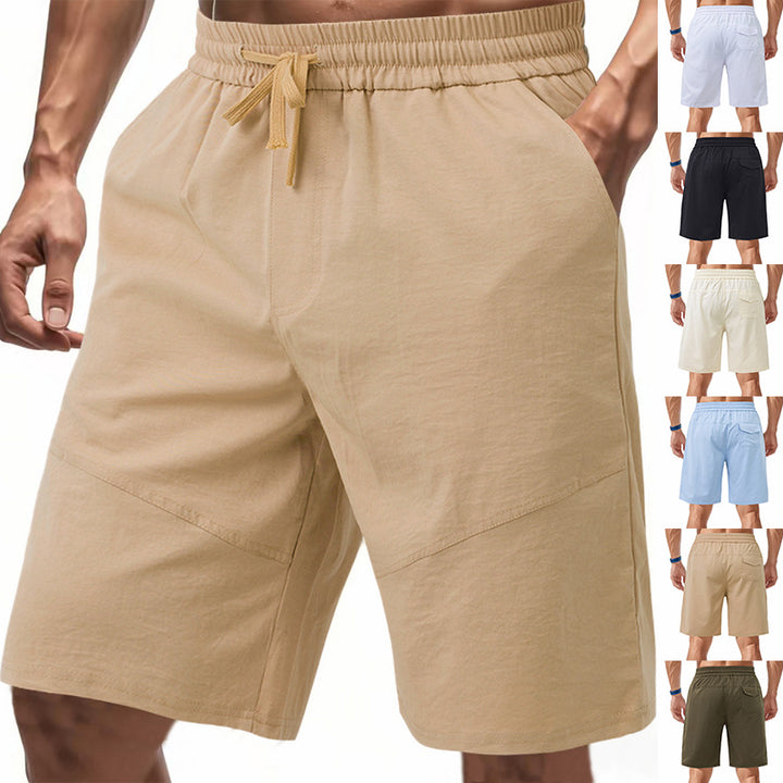 Herrer knælange linnedmix-shorts med elastisk snørelinning og sidelommer Skovae