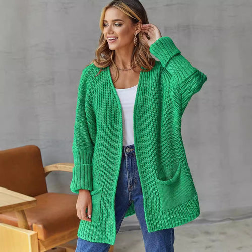 Kvinders cardigan med åben front og store lommer Stilla