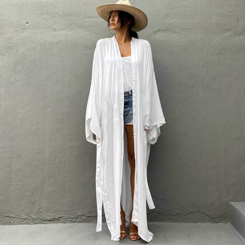 Dame Strandkaftan med flydende snit og elegante ærmer Stilla