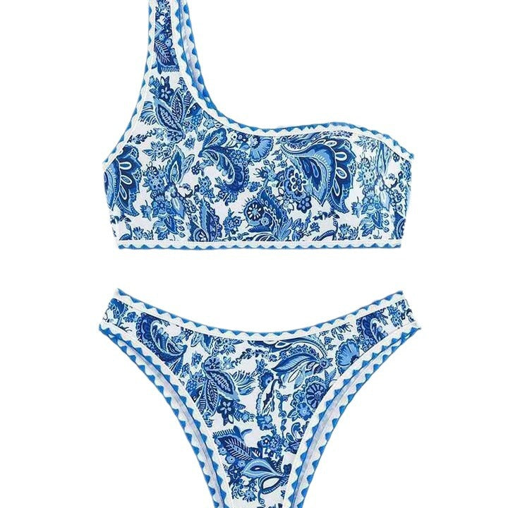 Damer En-skulder Blomster mønster Bikini Sæt Stilla