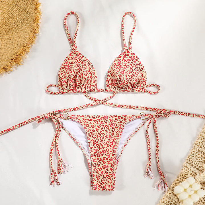 Dame Triangel-Bikini med justerbare stropper og moderigtige frynser Stilla