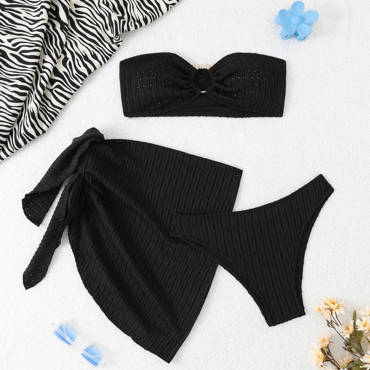 Dame Strapless Volan Bikini og Nederdel Sæt Stilla