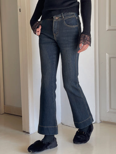 Dame Høj skåret Bootcut Jeans med elegante knapdetaljer Stilla