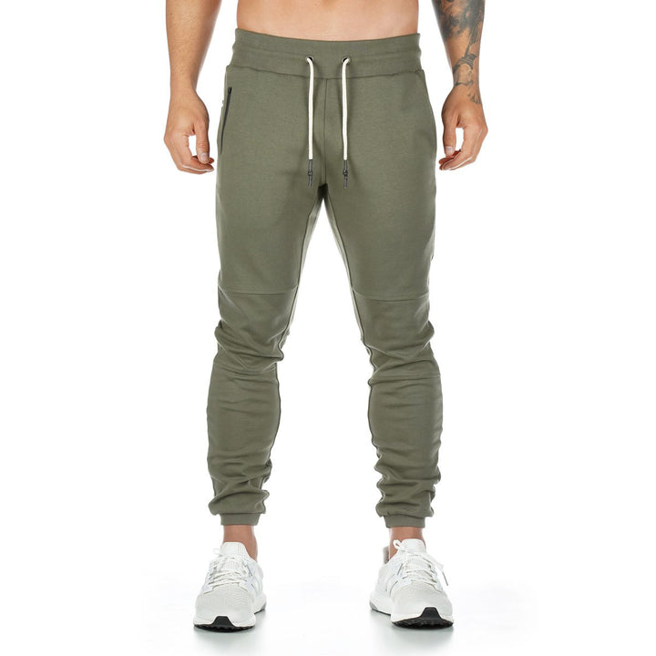 Herren nan slim fit joggebukser med ribbede linning, lynlåslomme og knæindsatser Skovae