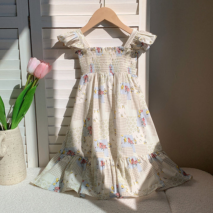 Pige Blomster Patchwork Sommerkjole Stilla