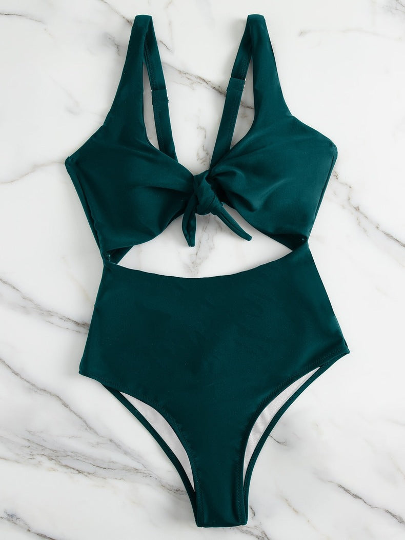 Dame triangel-bikini-sæt med justerbart knudedesign Skovae