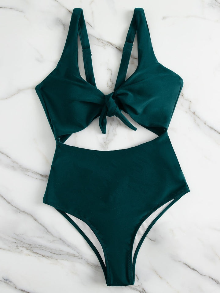 Dame triangel-bikini-sæt med justerbart knudedesign Skovae