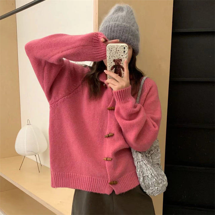 Kvindernes komfortable cardigan med hætte og detaljer med træknapper Stilla