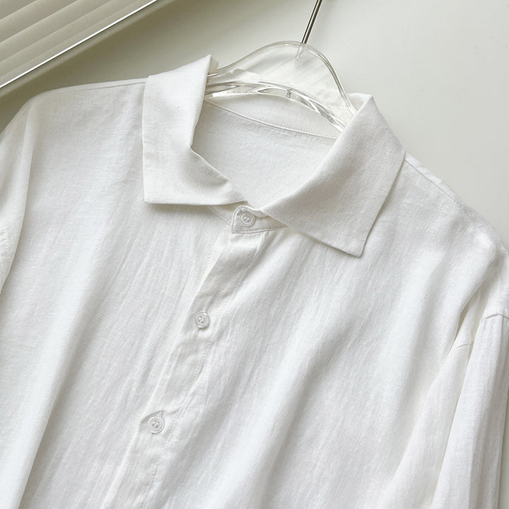 Dame Elegant skåret linnedskjorte Stilla