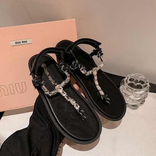 Dame Sandaler med glitrende strasspynt og komfortabel indersål Stilla