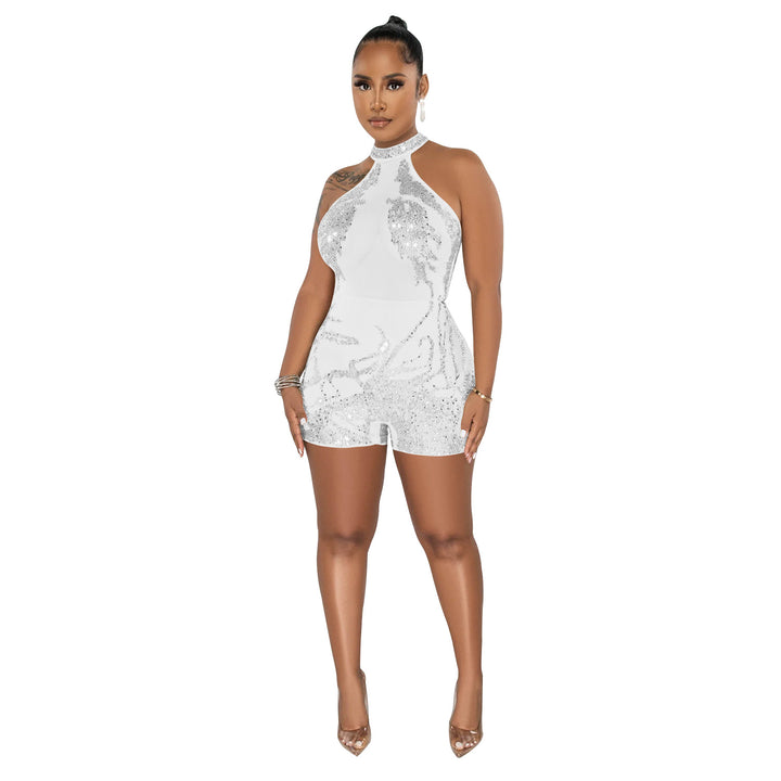 Dame Glamourøs Bodycon Jumpsuit med transparent overmateriale og funkende accenter Stilla
