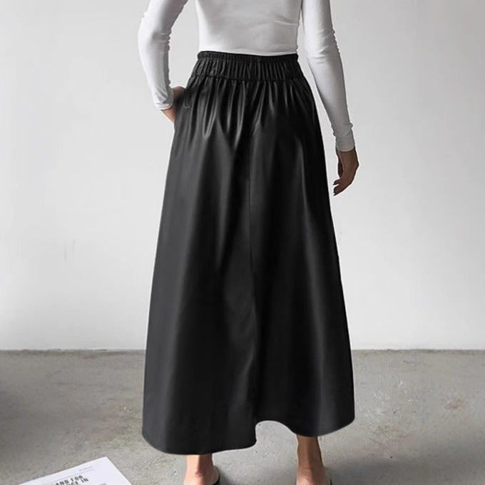 Dame Elegant Maxiskørt med elastisk talje og praktiske lommer Stilla