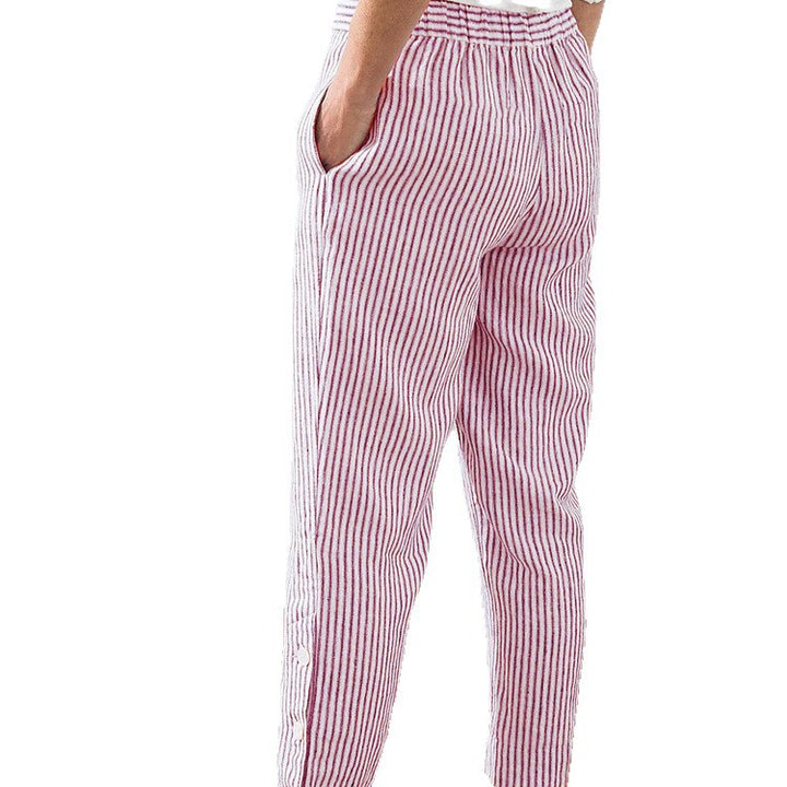 Damer Stribede Linned Crop-Bukser Stilla