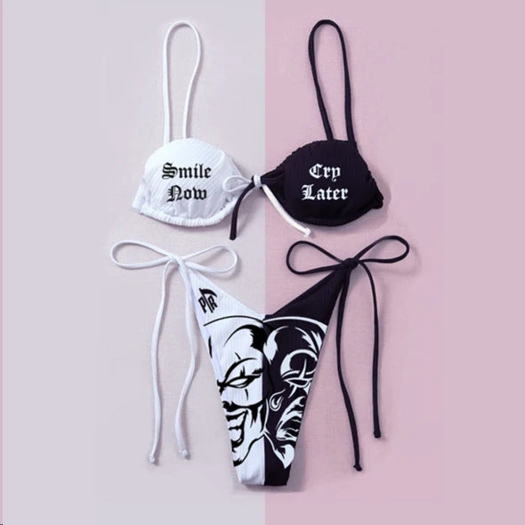 Dame Bandeau Bikini-sæt med iøjnefaldende grafiktryk Skovae