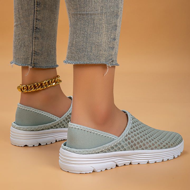 Dame nan luftige slip-on sneakers med honningkage-strikoverdel og dæmpet komfortsål Skovae