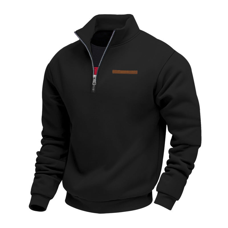 Herrer nan halv-zip sweatshirt lavet af tung fleece med ståkrave og skjult brystlomme Skovae