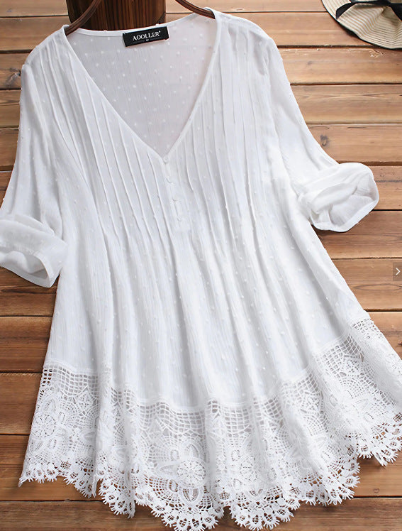 Kvinder Bohemian Spids Trim Top Stilla