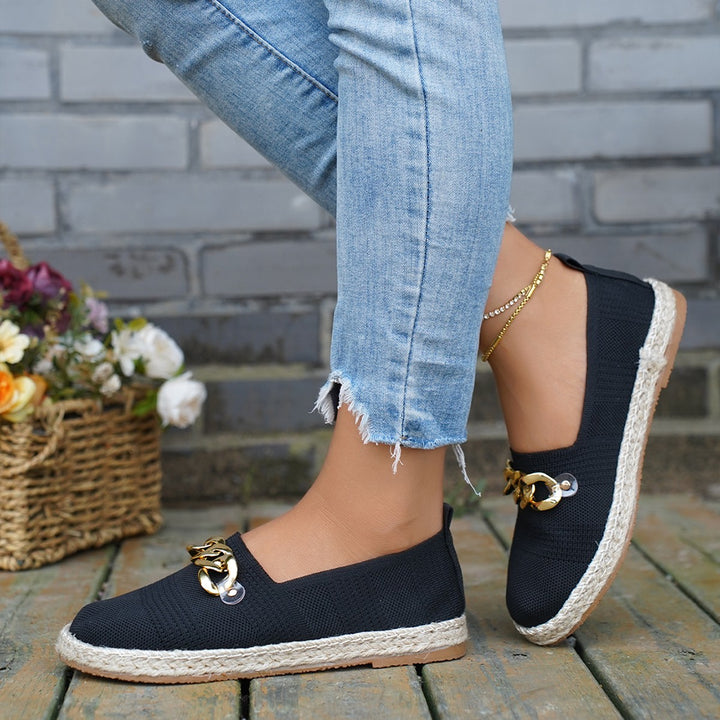 Dame Espadrilles med stilfuldt kæde-accessoire og højkvalitets jute-sål Stilla