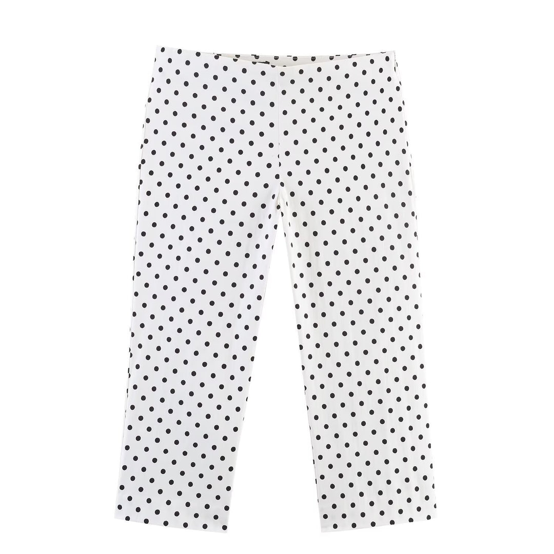 Dame leggings med moderne prikkedesign og elastisk linning Skovae