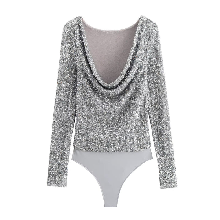 Femme Dazzling Cowl Neck Bodysuit Stilla