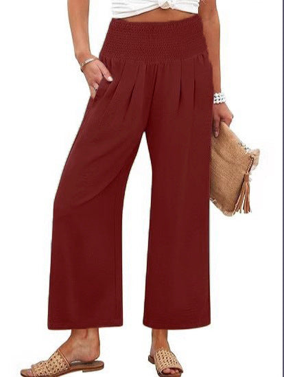 Dame Bred Culotte-bukser med elastisk talje og folder Skovae