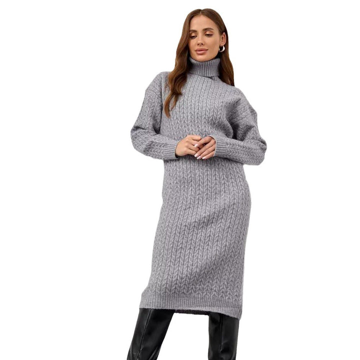 Kvinders chunky strikket turtleneck sweater med moderne kabelmønster og afslappet pasform Stilla
