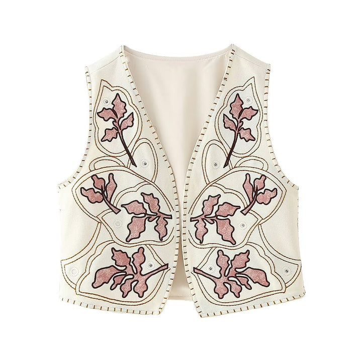 Femme Broderede Blomstervest Stilla