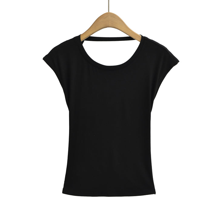 Dame moderne muskelshirt med elegant rund halsudskæring og asymmetrisk søm Stilla