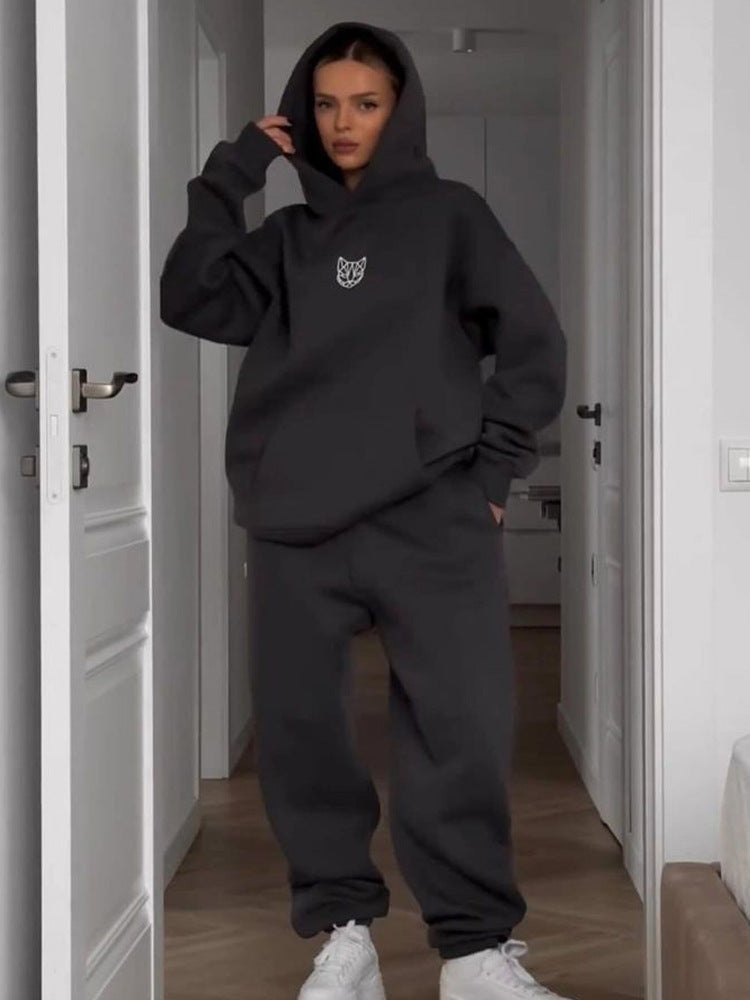 Dame Oversized Hoodie med Casual Joggingbukser Sæt Skovae