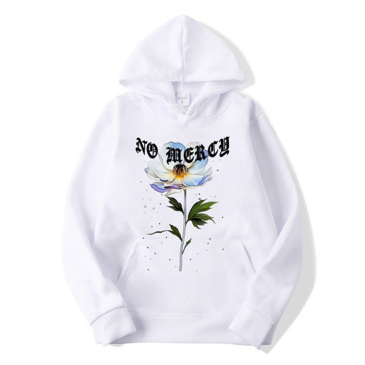 Kvinders hoodie med blomsterprint og fremtrædende tryk Skovae