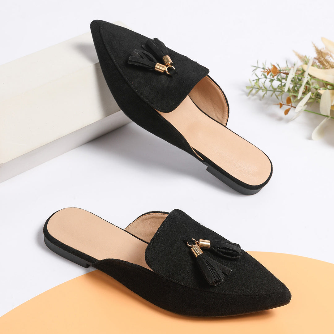 Dame Slip-On Mules med elegant kvastdekoration og komfortabel indersål Stilla
