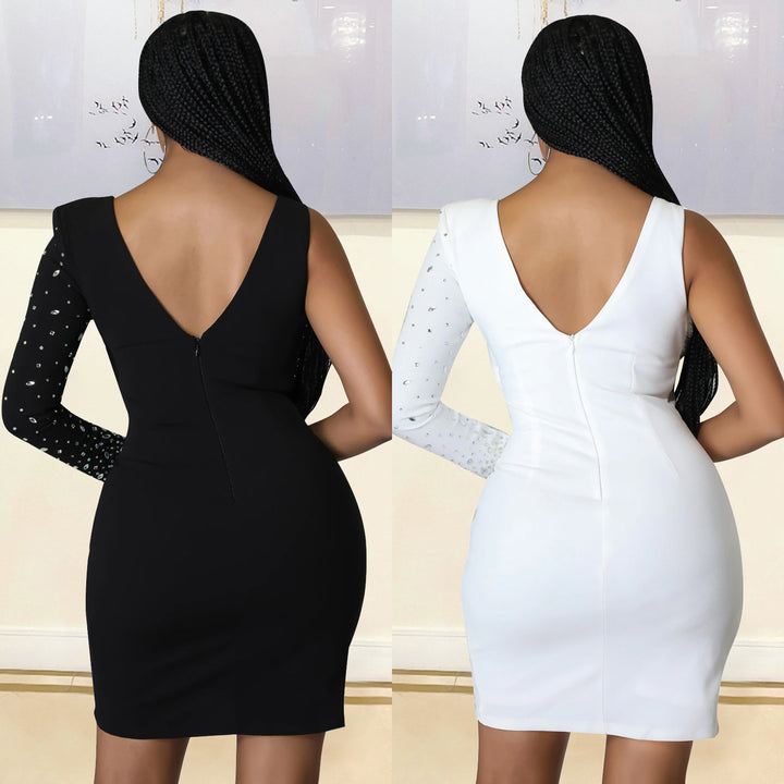 Dame Elegant Cutout Mini Kjole med Strassdetaljer Stilla