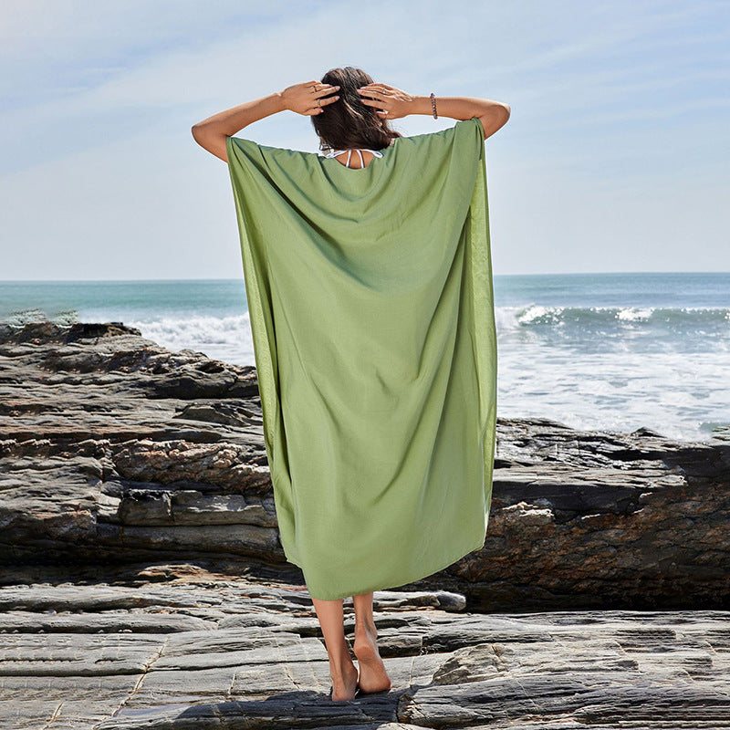 Dame Strandkaftan med elegant broderidesign Stilla