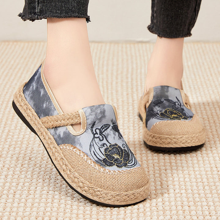 Dame espadrillos med blomsterdesign og polstret sål Stilla