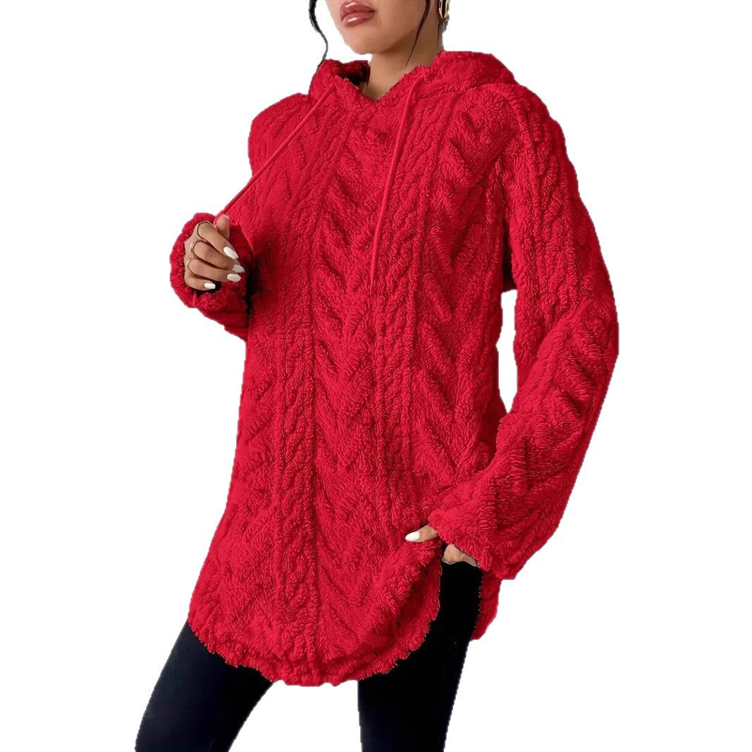 Kvinders hyggelige fleece hoodiejakke med tekstureret ribdesign Stilla